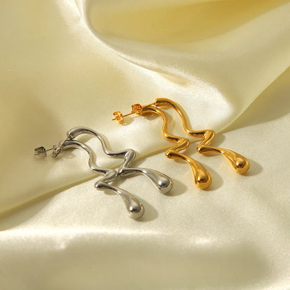 1 Pair Modern Style Simple Style Irregular Geometric Polishing Plating 304 Stainless Steel 18K Gold Plated Ear Studs