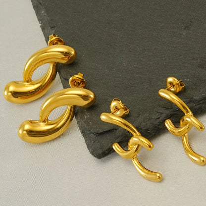 1 Pair Modern Style Simple Style Irregular Solid Color Polishing Plating Stainless Steel 18k Gold Plated Ear Studs