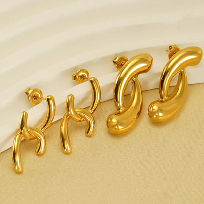 1 Pair Modern Style Simple Style Irregular Solid Color Polishing Plating Stainless Steel 18k Gold Plated Ear Studs