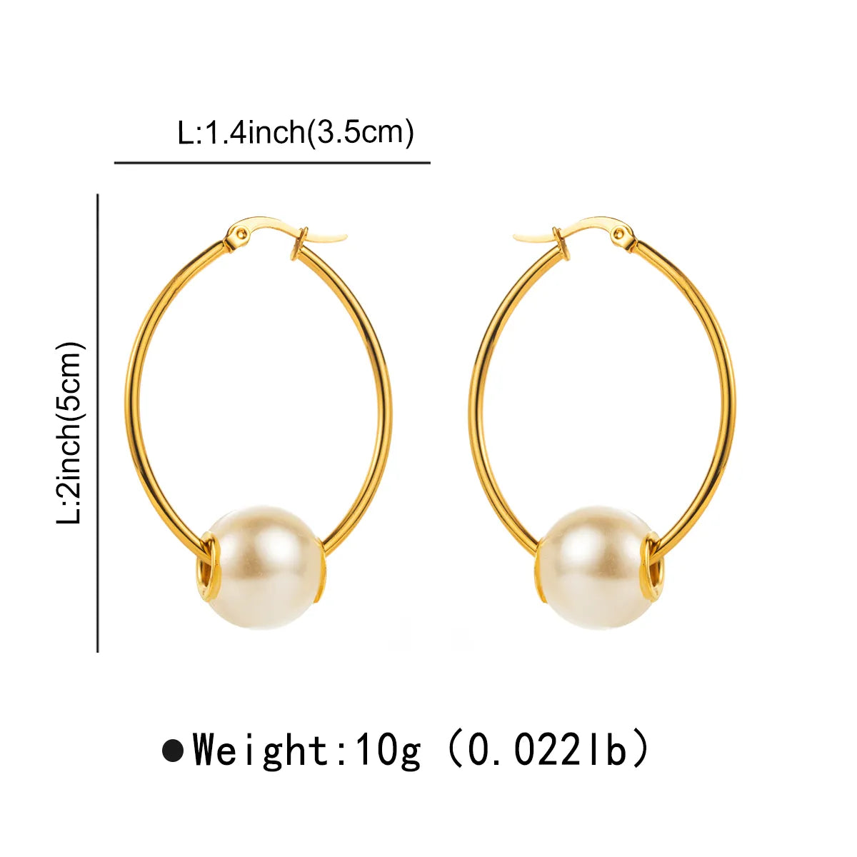 1 Pair Modern Style Simple Style Pearl Irregular Stainless Steel Hoop Earrings