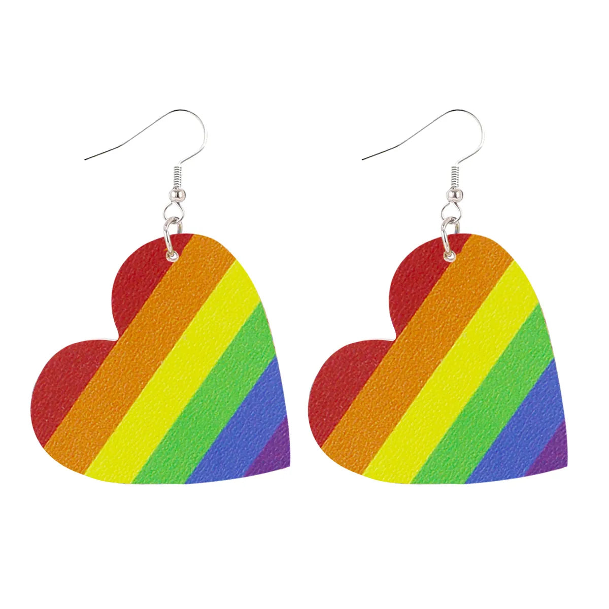 1 Pair Modern Style Simple Style Rainbow Heart Shape Butterfly Pu Leather Drop Earrings Ear Studs