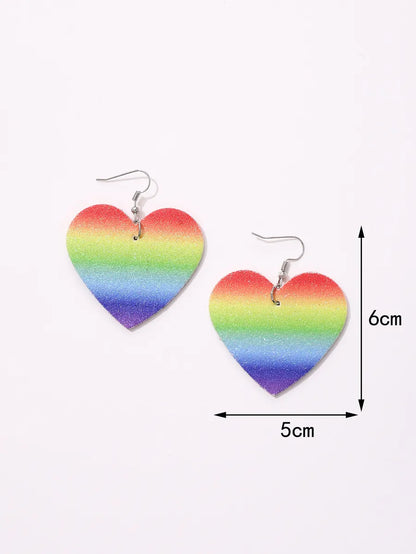 1 Pair Modern Style Simple Style Rainbow Heart Shape Butterfly Pu Leather Drop Earrings Ear Studs