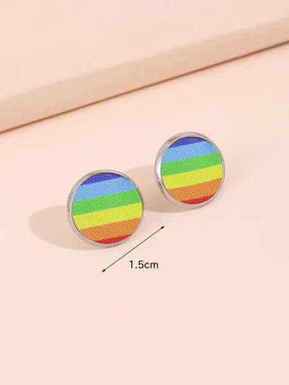 1 Pair Modern Style Simple Style Rainbow Heart Shape Butterfly Pu Leather Drop Earrings Ear Studs