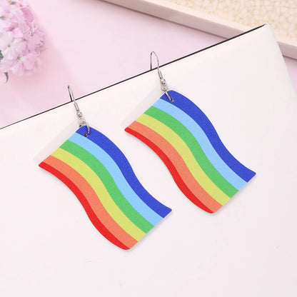 1 Pair Modern Style Simple Style Rainbow Heart Shape Butterfly Pu Leather Drop Earrings Ear Studs