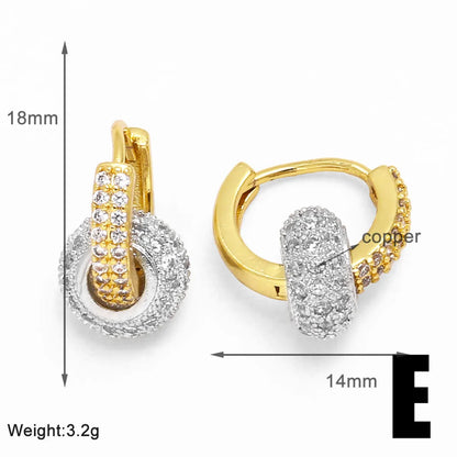 1 Pair Modern Style Simple Style Round Inlay Copper Zircon 18K Gold Plated Earrings