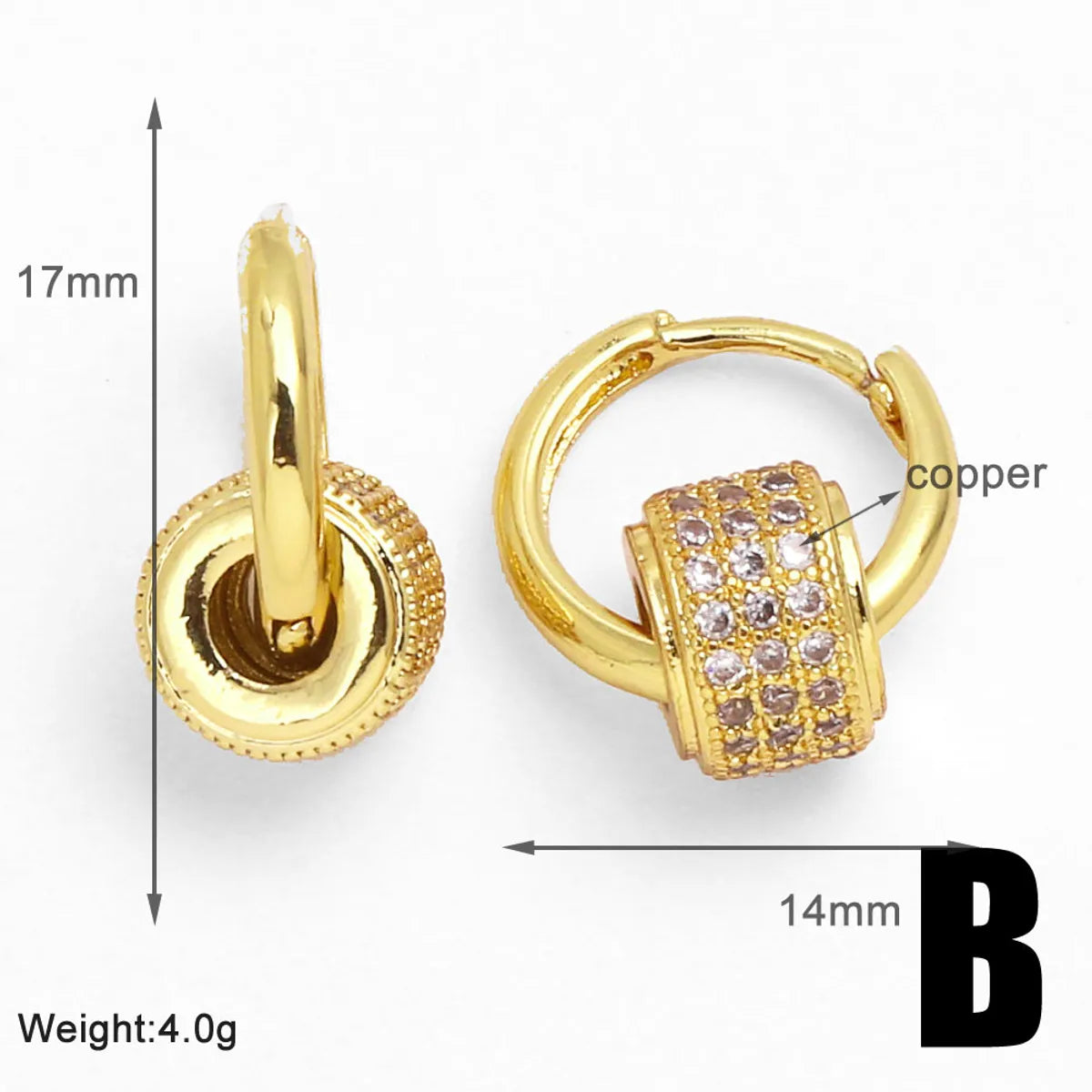 1 Pair Modern Style Simple Style Round Inlay Copper Zircon 18K Gold Plated Earrings