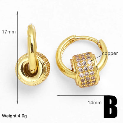 1 Pair Modern Style Simple Style Round Inlay Copper Zircon 18K Gold Plated Earrings