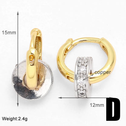 1 Pair Modern Style Simple Style Round Inlay Copper Zircon 18K Gold Plated Earrings