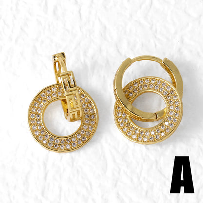 1 Pair Modern Style Simple Style Round Plating Inlay Copper Zircon 18K Gold Plated Ear Studs