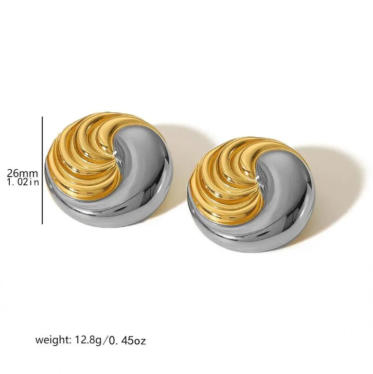 1 Pair Modern Style Simple Style Round Polishing 304 Stainless Steel 18K Gold Plated Ear Studs