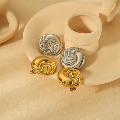 1 Pair Modern Style Simple Style Round Polishing 304 Stainless Steel 18K Gold Plated Ear Studs