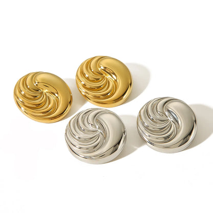 1 Pair Modern Style Simple Style Round Polishing 304 Stainless Steel 18K Gold Plated Ear Studs