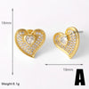 1 Pair Modern Style Simple Style Sector Heart Shape Inlay Copper Zircon 18K Gold Plated Ear Studs