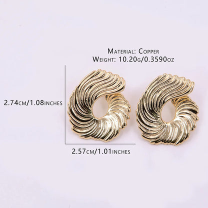 1 Pair Modern Style Simple Style Solid Color Hollow Out Copper Copper 18K Gold Plated Ear Studs