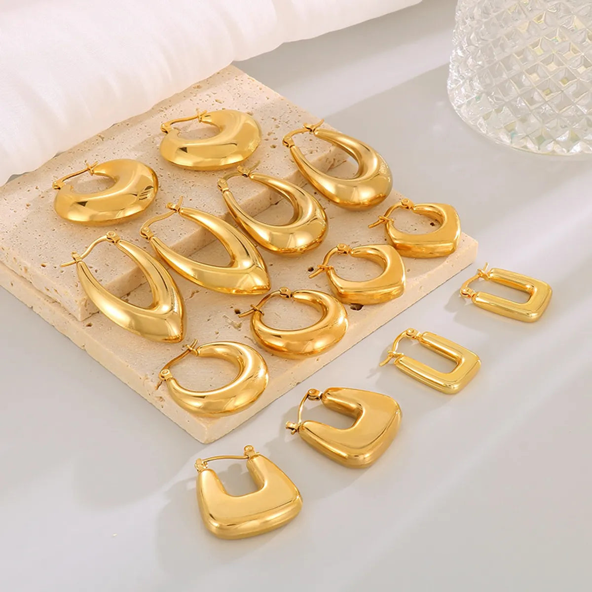 1 Pair Modern Style Simple Style Solid Color Plating Stainless Steel 18k Gold Plated Earrings