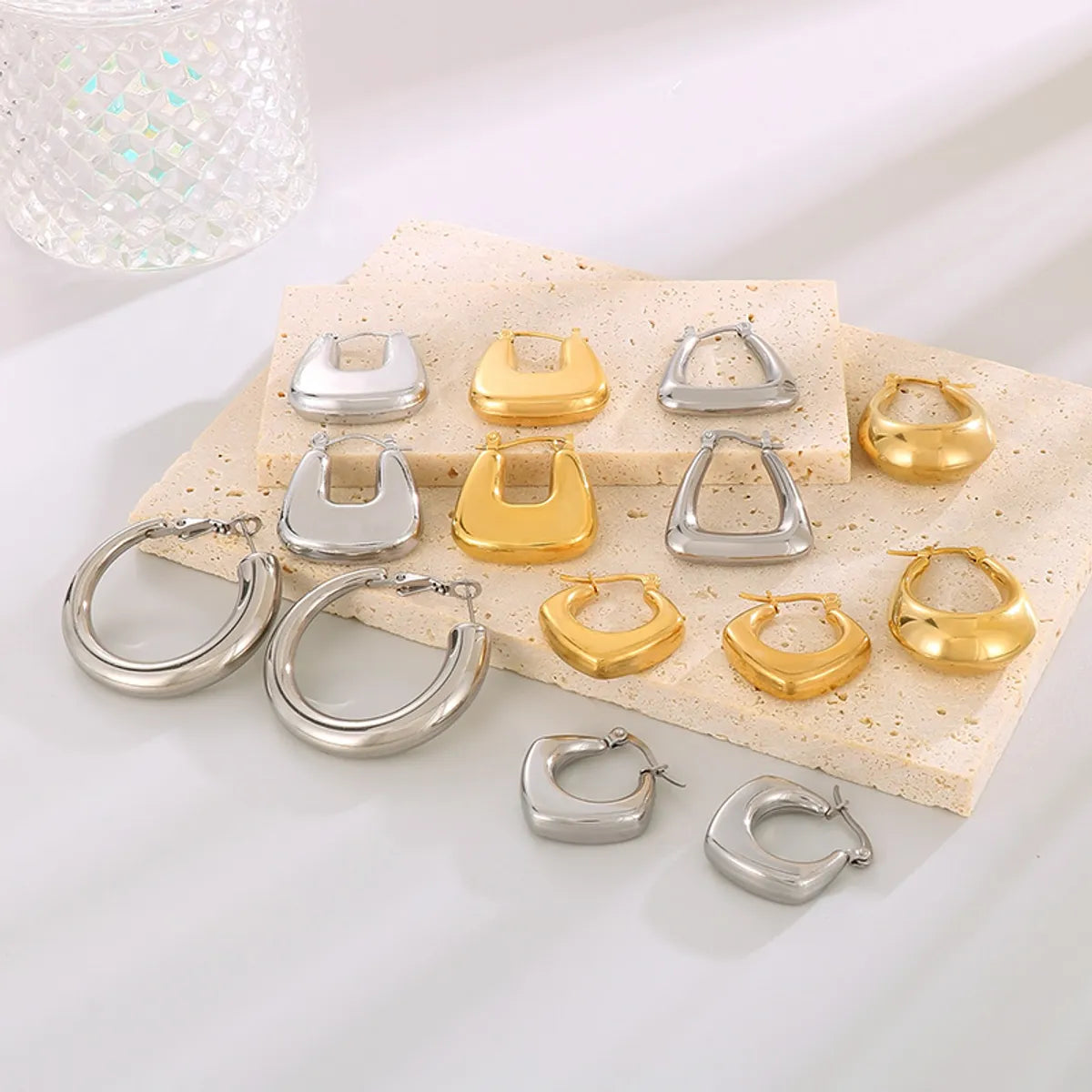 1 Pair Modern Style Simple Style Solid Color Plating Stainless Steel 18k Gold Plated Earrings