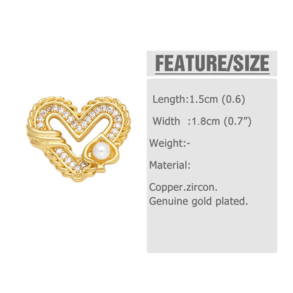 1 Pair Modern Style Simple Style Square Heart Shape Pineapple Plating Inlay Copper Artificial Pearls Zircon 18k Gold Plated Ear Studs