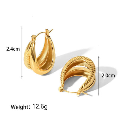 1 Pair Modern Style Simple Style U Shape Stainless Steel 18K Gold Plated Hoop Earrings