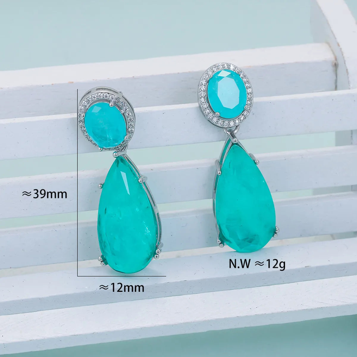 1 Pair Modern Style Simple Style Water Droplets Copper Plating Inlay Artificial Gemstones Rhinestones Drop Earrings