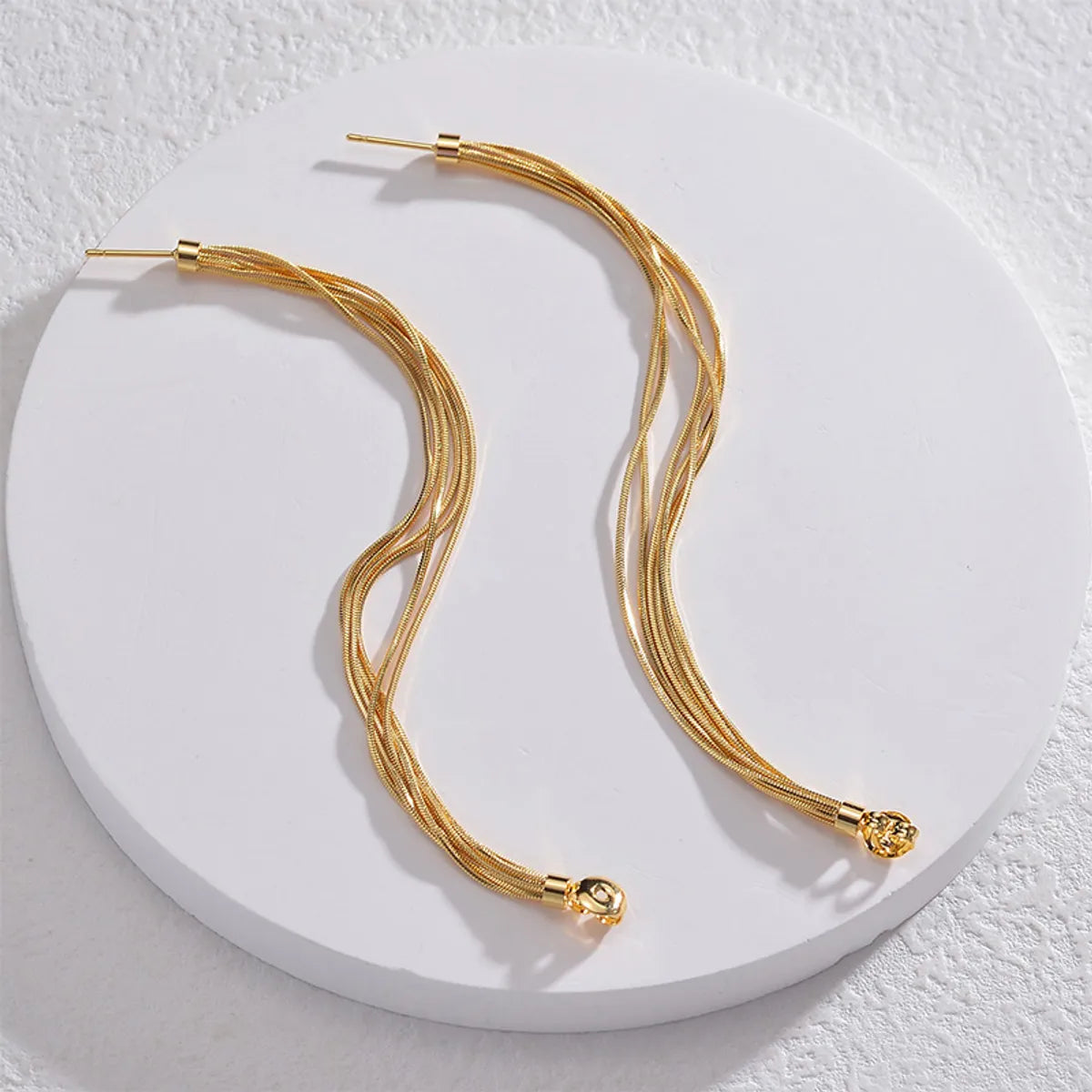 1 Pair Modern Style Solid Color Plating Metal Stainless Steel 18k Gold Plated Drop Earrings