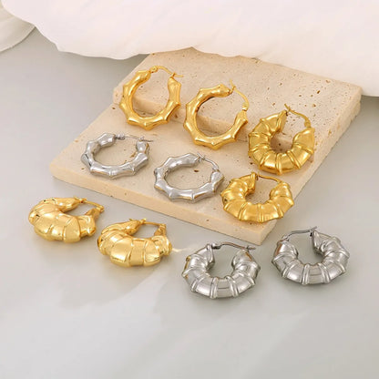 1 Pair Modern Style Solid Color Plating Stainless Steel 18k Gold Plated Earrings