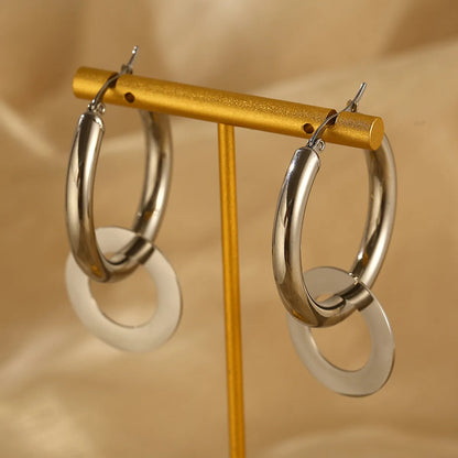 1 Pair Modern Style Solid Color Plating Stainless Steel 18k Gold Plated Hoop Earrings