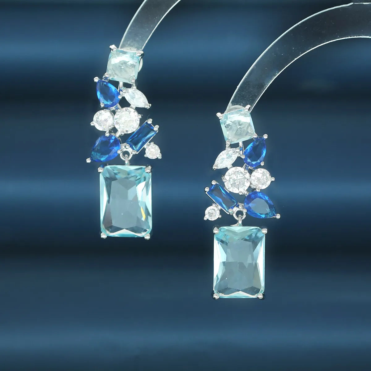 1 Pair Modern Style Square Flower Inlay Copper Zircon Drop Earrings