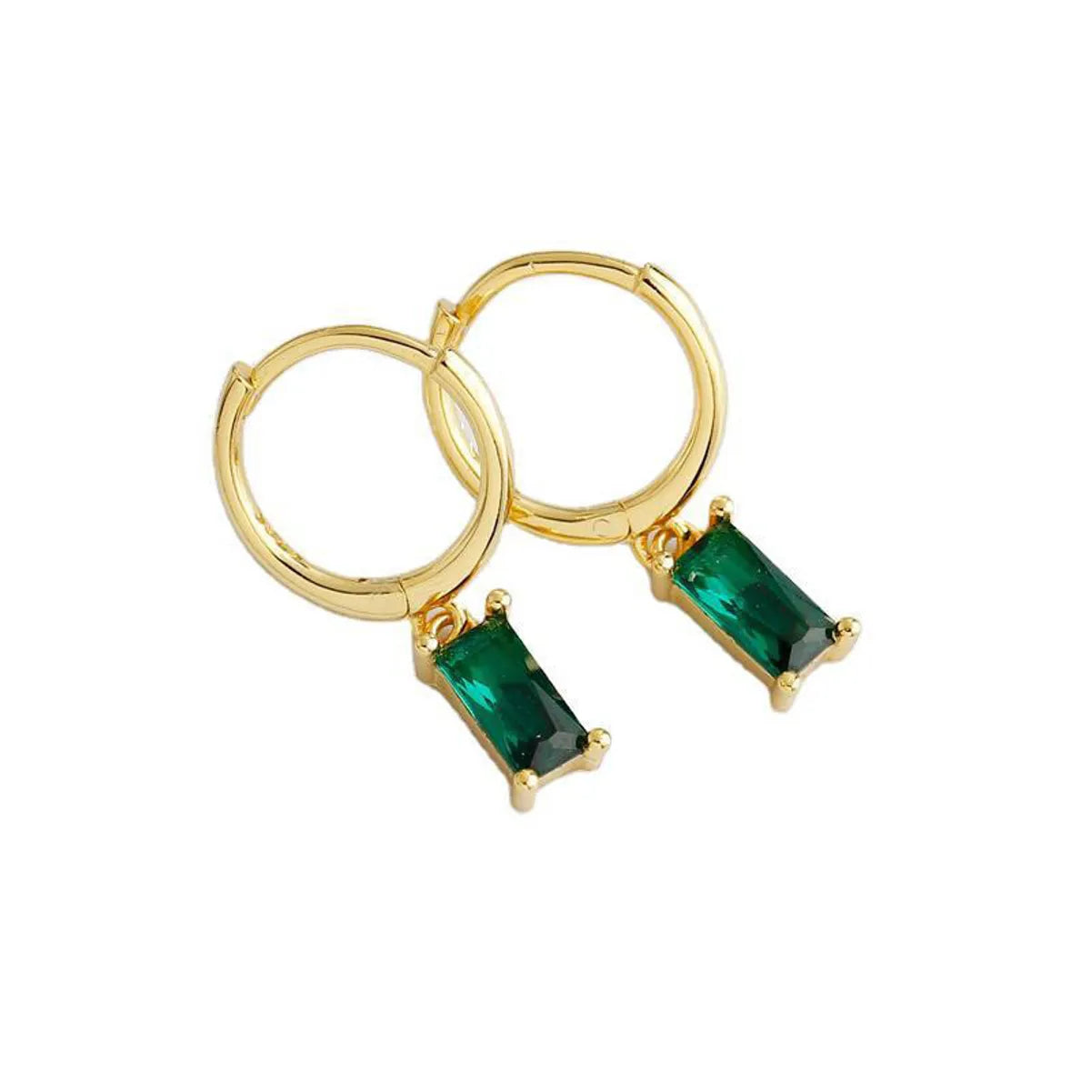 1 Pair Modern Style Square Inlay Copper Zircon Earrings