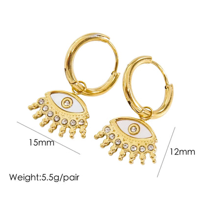 1 Pair Modern Style Star Eye Plating Inlay Stainless Steel Zircon 14k Gold Plated Earrings