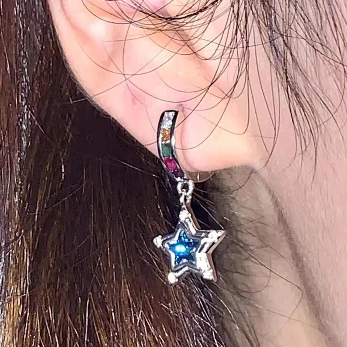 1 Pair Modern Style Star Heart Shape Plating Inlay Copper Zircon Earrings