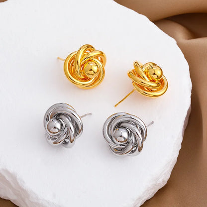 1 Pair Modern Style Streetwear Flower Plating Copper Ear Studs