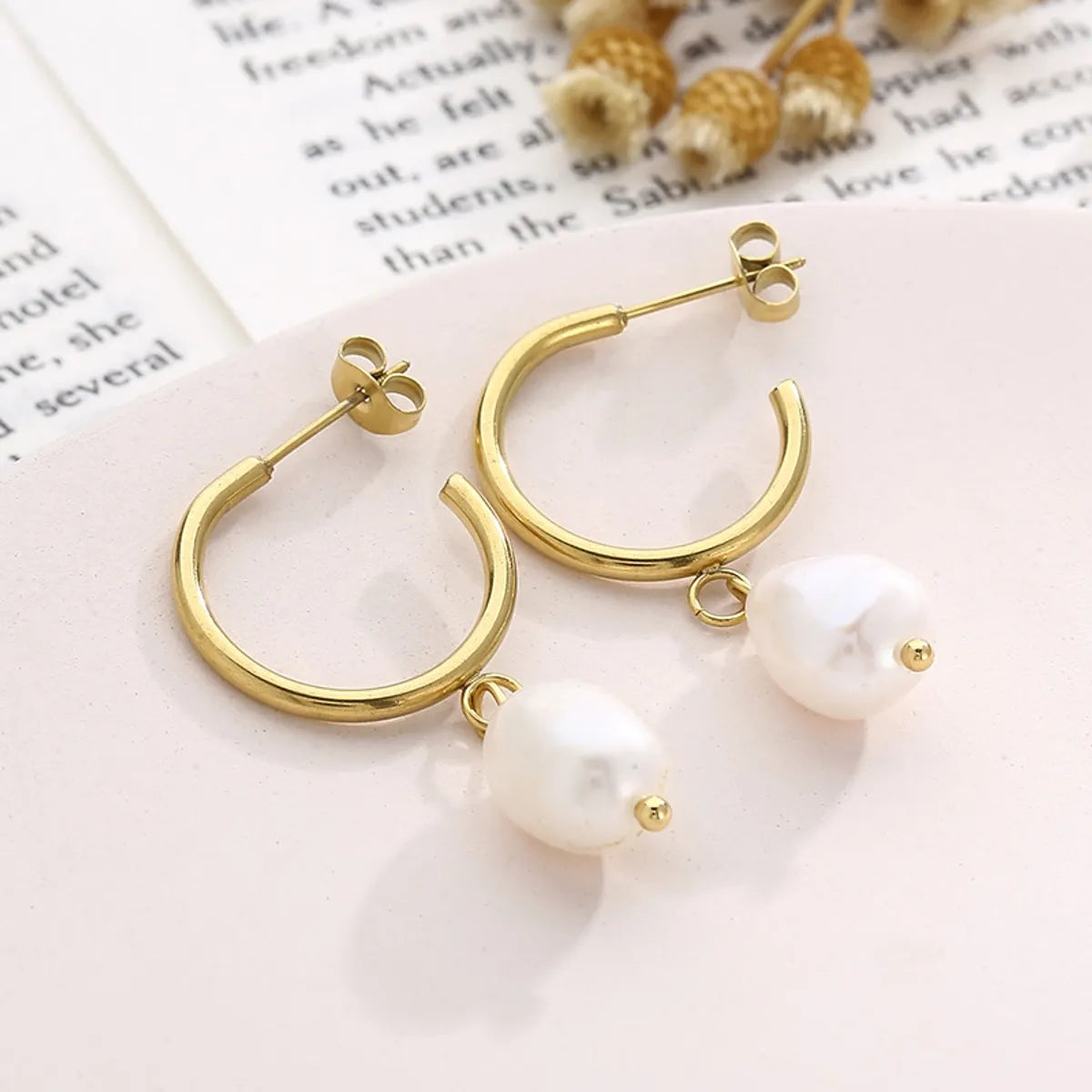 1 Pair Modern Style Streetwear Geometric Pearl Plating Inlay Stainless Steel Rhinestones Drop Earrings