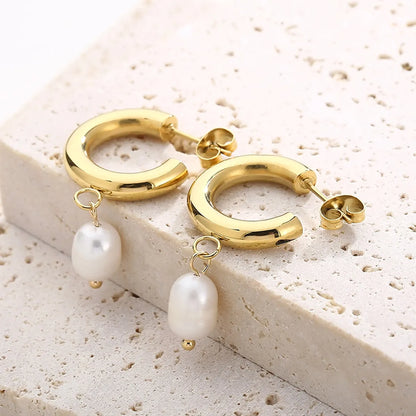 1 Pair Modern Style Streetwear Geometric Pearl Plating Inlay Stainless Steel Rhinestones Drop Earrings