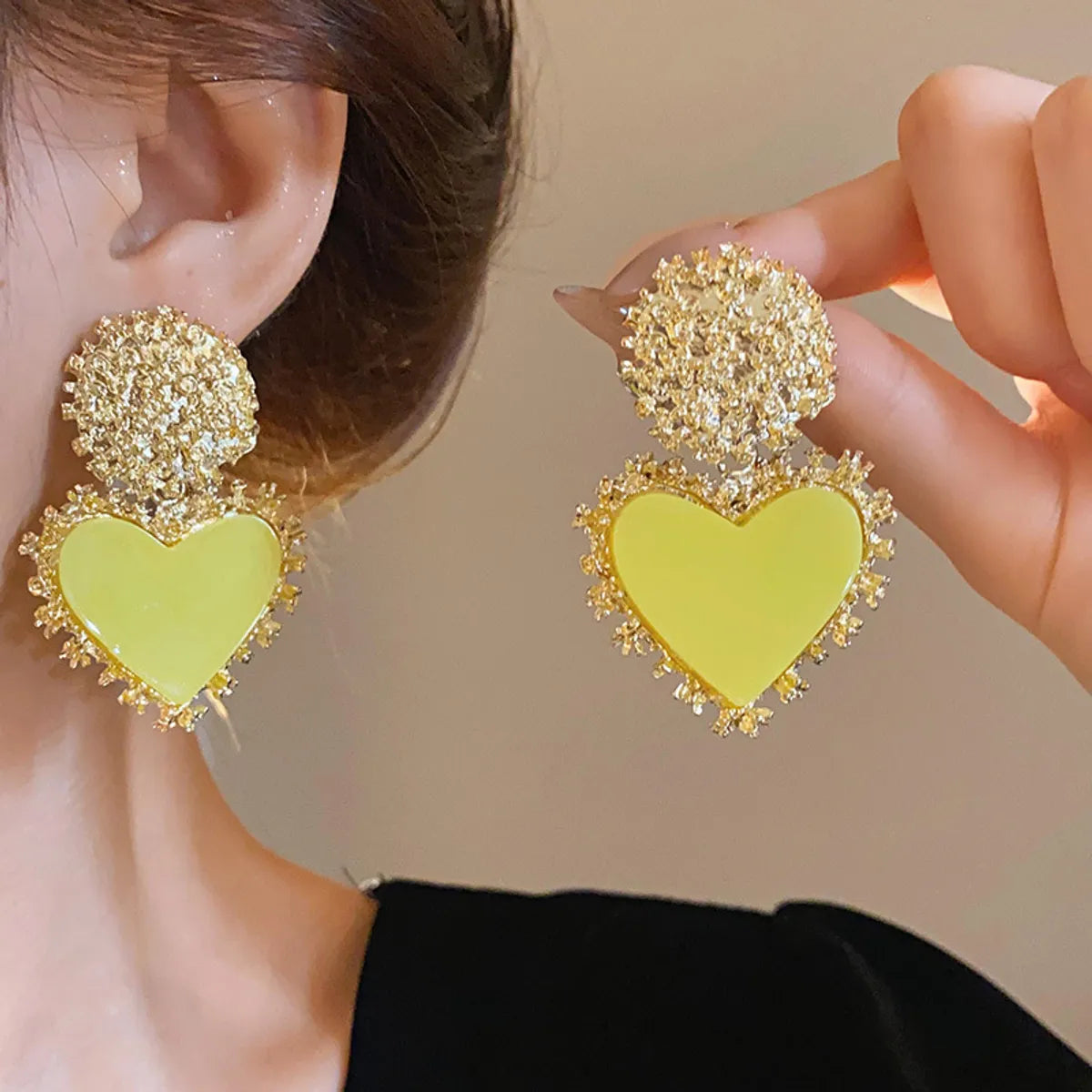 1 Pair Modern Style Sweet Classic Style Heart Shape Alloy Drop Earrings