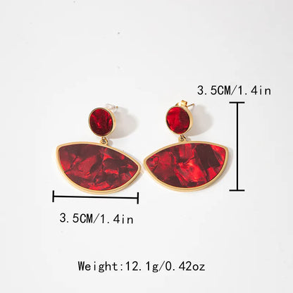 1 Pair Modern Style Sweet Korean Style Sector Heart Shape Grape Enamel Plating 304 Stainless Steel 14K Gold Plated Drop Earrings Ear Studs