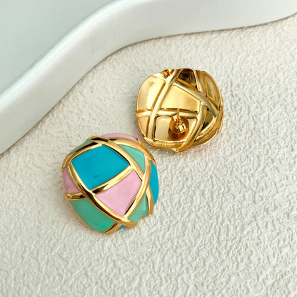 1 Pair Modern Style Sweet Korean Style Sector Heart Shape Grape Enamel Plating 304 Stainless Steel 14K Gold Plated Drop Earrings Ear Studs