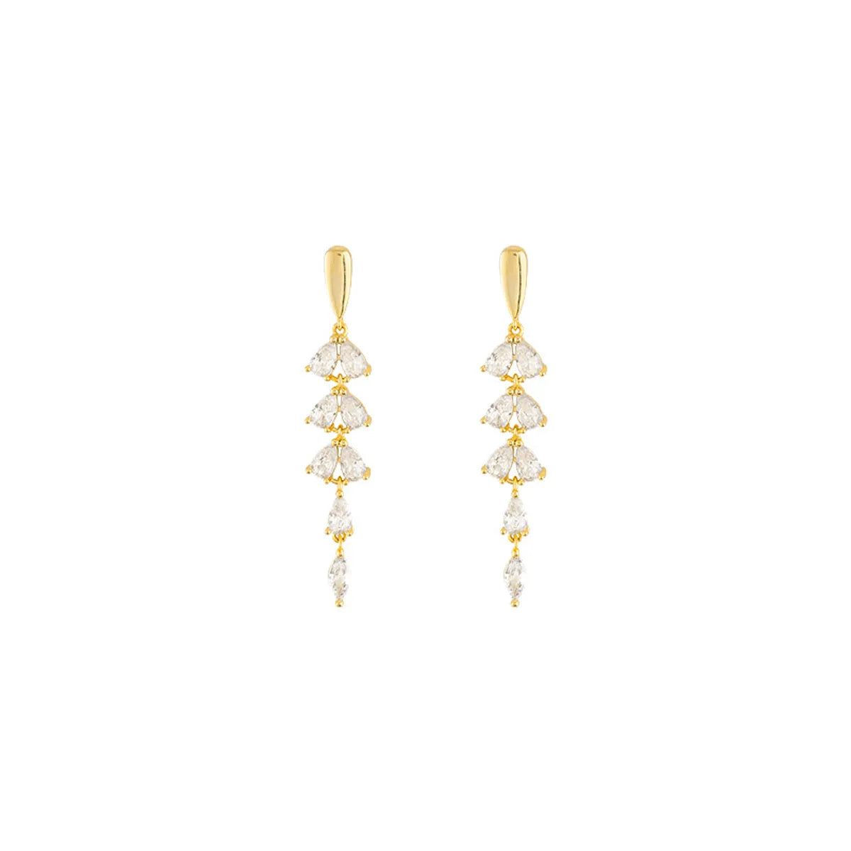 1 Pair Modern Style Tassel Plating Inlay Alloy Zircon Drop Earrings