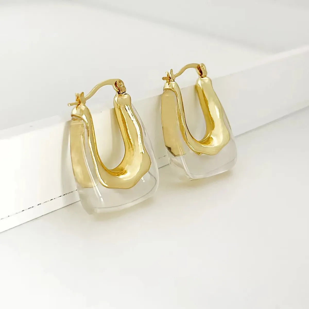 1 Pair Modern Style U Shape Irregular Plating Copper 18k Gold Plated Earrings