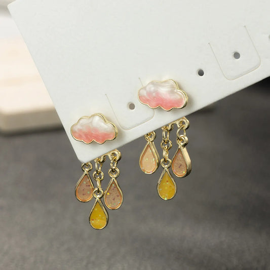 1 Pair Modern Style Water Droplets Plating Alloy Drop Earrings