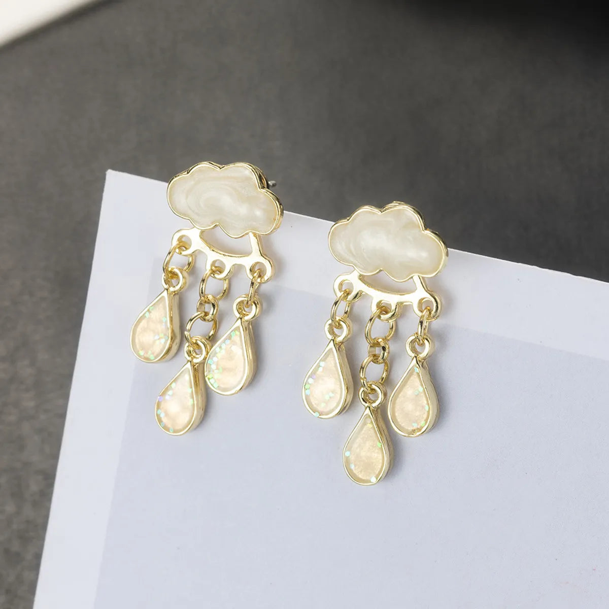 1 Pair Modern Style Water Droplets Plating Alloy Drop Earrings