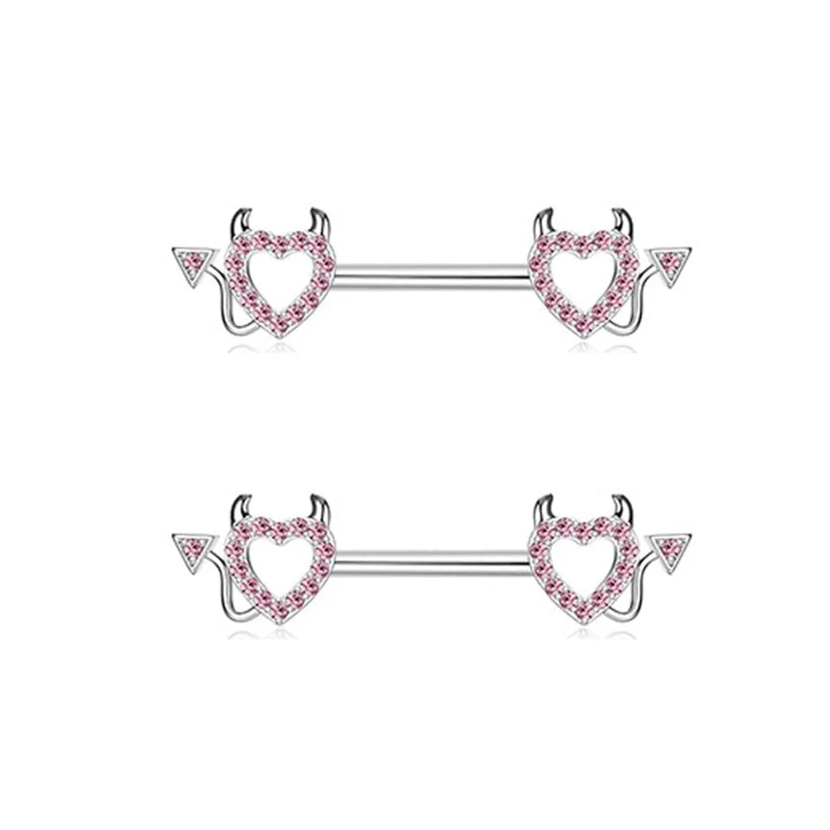 1 Pair Nipple Rings & Studs Hip-Hop Shiny Heart Shape Flower Butterfly 316 Stainless Steel  Copper Inlay Zircon Nipple Rings & Studs