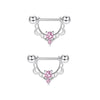 1 Pair Nipple Rings & Studs Hip-Hop Shiny Heart Shape Flower Butterfly 316 Stainless Steel  Copper Inlay Zircon Nipple Rings & Studs