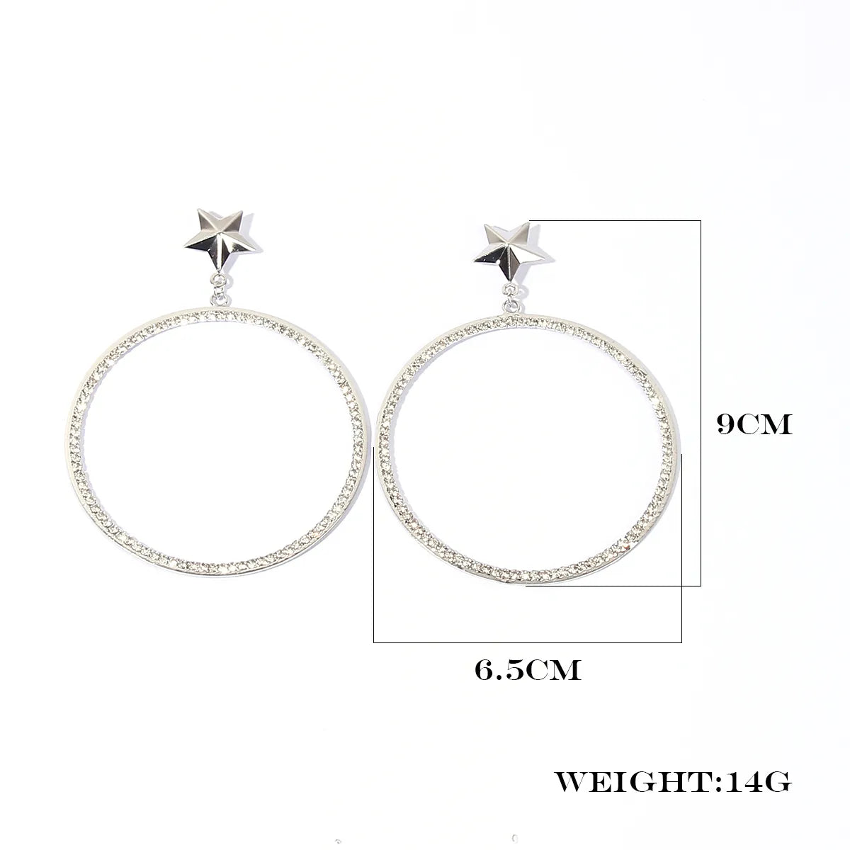 1 Pair Nordic Style Exaggerated Shiny Circle Star Inlay Copper Rhinestones Rhodium Plated Drop Earrings