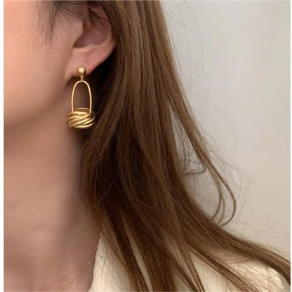 1 Pair Nordic Style Exaggerated Simple Style Geometric Copper 18K Gold Plated Drop Earrings