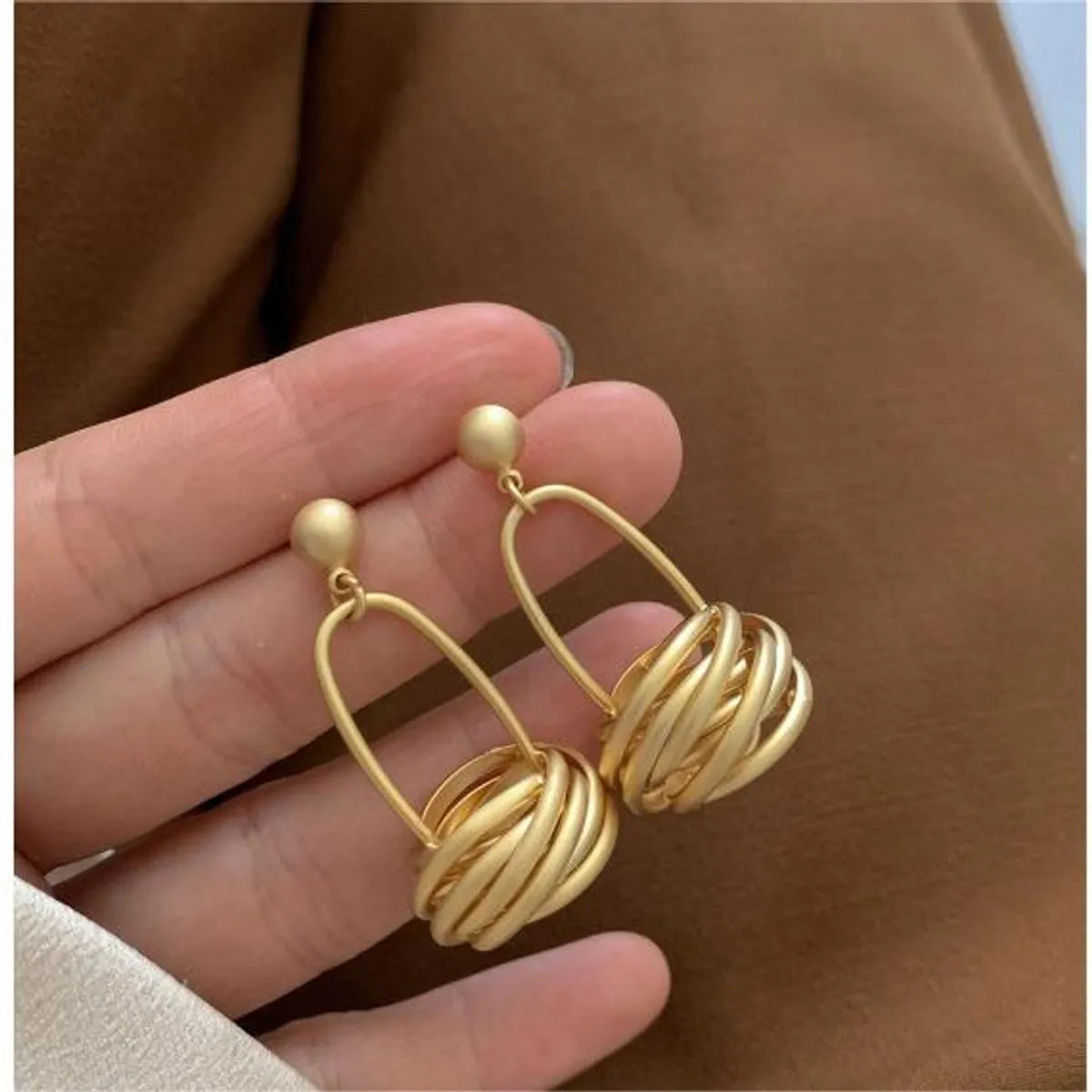 1 Pair Nordic Style Exaggerated Simple Style Geometric Copper 18K Gold Plated Drop Earrings