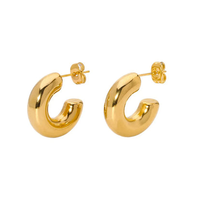 1 Pair Nordic Style French Style C Shape Plating Stainless Steel 18k Gold Plated Ear Studs