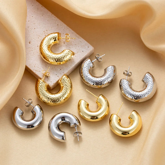 1 Pair Nordic Style French Style Simple Style C Shape Copper Ear Studs