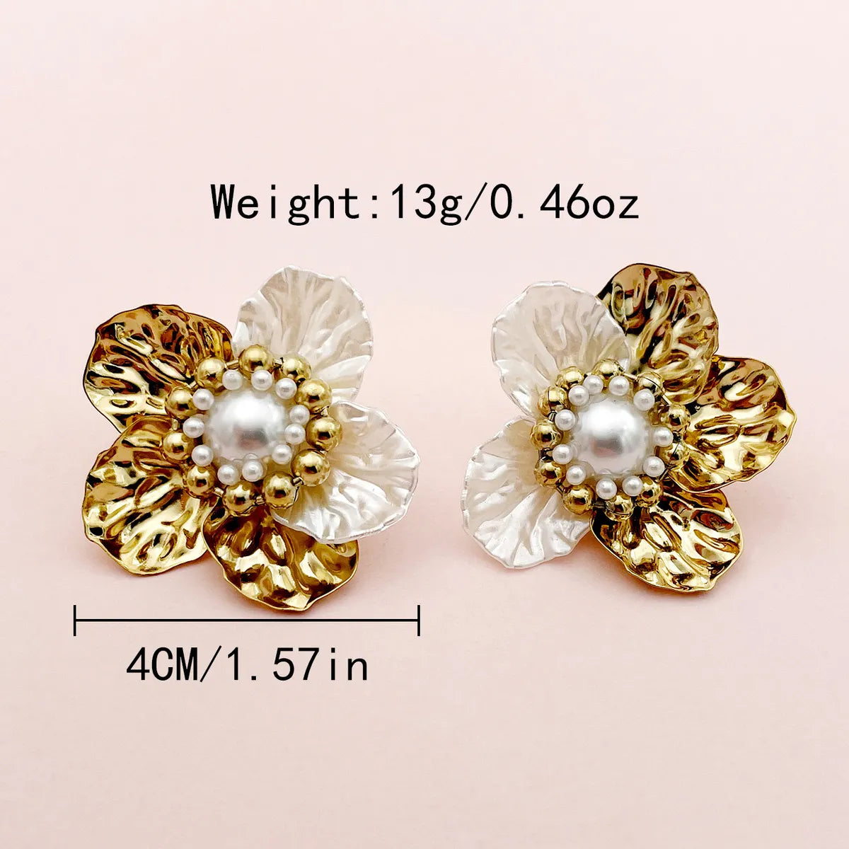 1 Pair Nordic Style Glam Flower Plating Inlay Stainless Steel Artificial Pearls Gold Plated Ear Studs