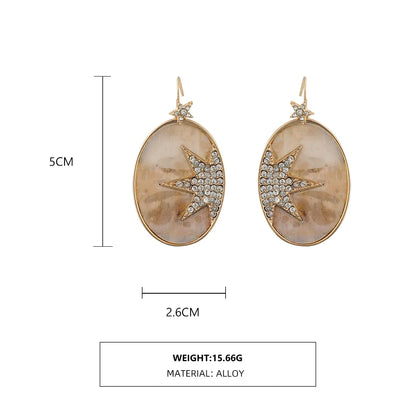 1 Pair Nordic Style Novelty Roman Style Star Oval Inlay Copper Zircon Drop Earrings