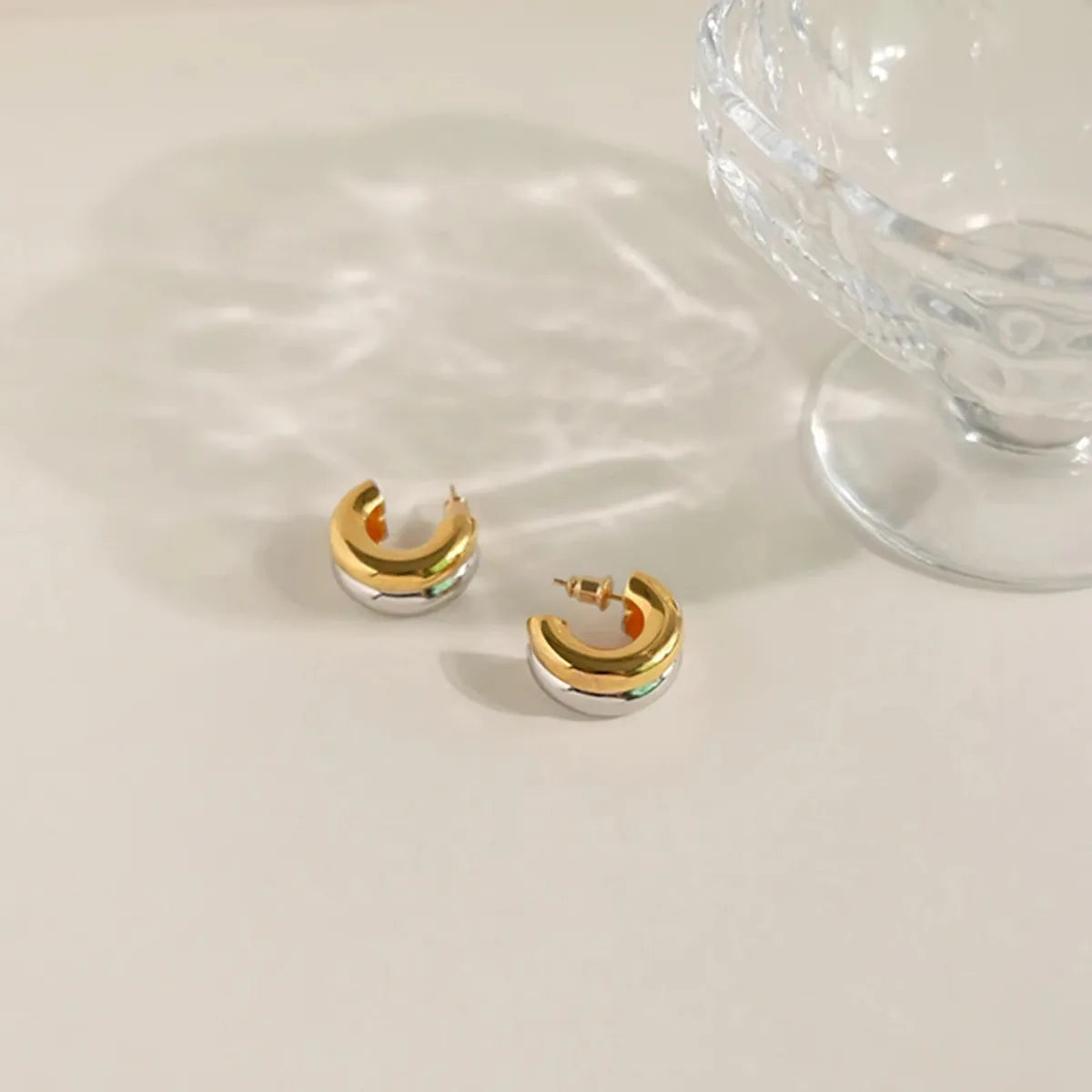 1 Pair Nordic Style Simple Style C Shape 316L Stainless Steel  18K Gold Plated Ear Studs